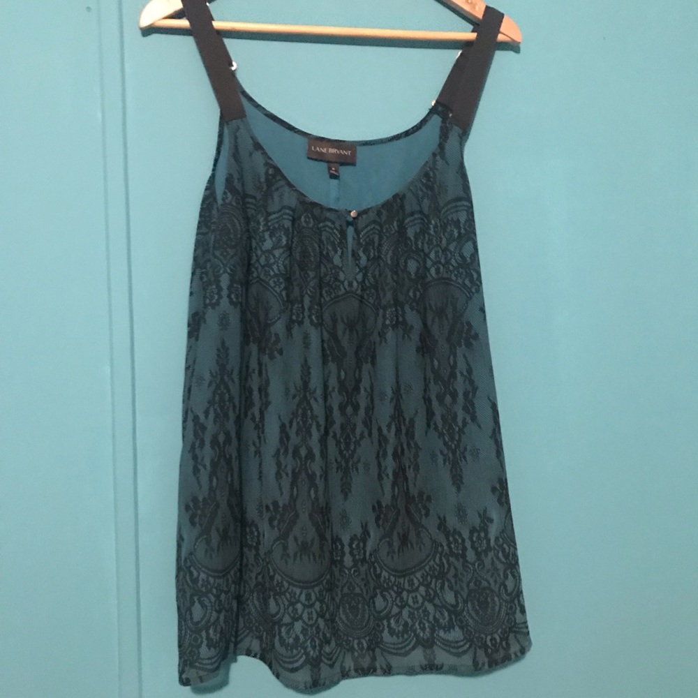Lane Bryant Black and Turquoise Top
